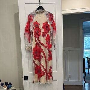 Karen Millen Red Floral Long Sleeve Dress